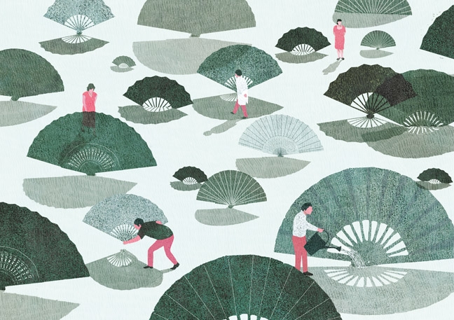 yasmine gateau, illustration, editorial illustration, I2D, documentaliste, litterature grise, eventails