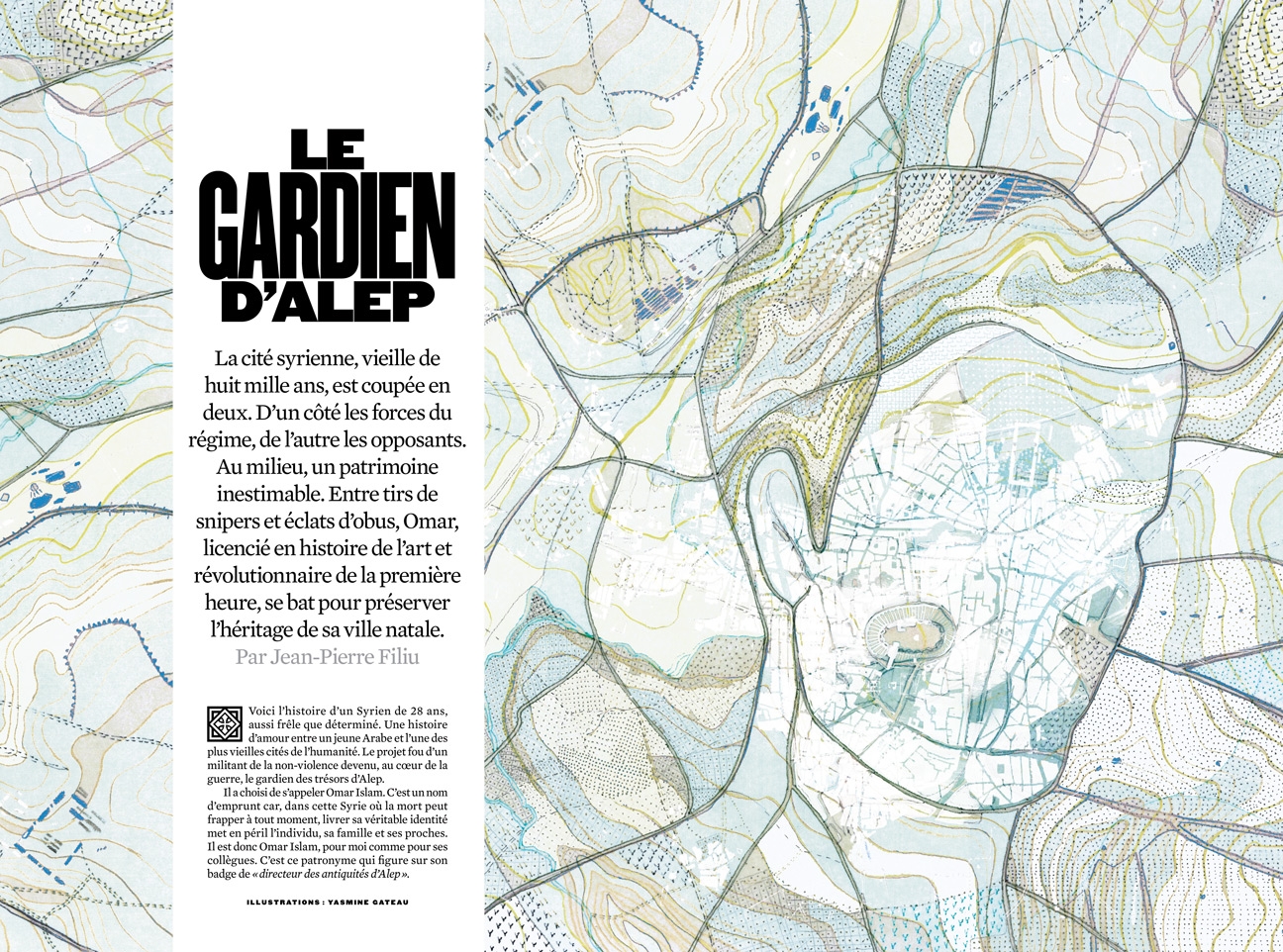 yasmine gateau, XXI, illustration, editorial illustration, le gardien d'Alep, map