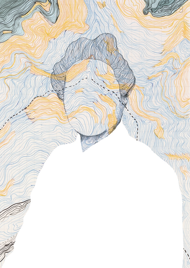 yasmine gateau, illustration, editorial illustration, portrait, alexandra david neel, topography, népal