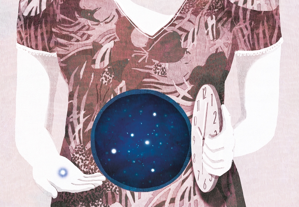 yasmine gateau, illustration, editorial illustration, le monde, bébé à volonté, stars, ovocytes, clock, horloge