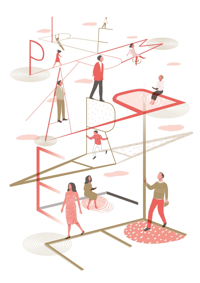 yasmine gateau, illustration, editorial illustration, premier parallele, affiche riso, risoprinting, risopresto
