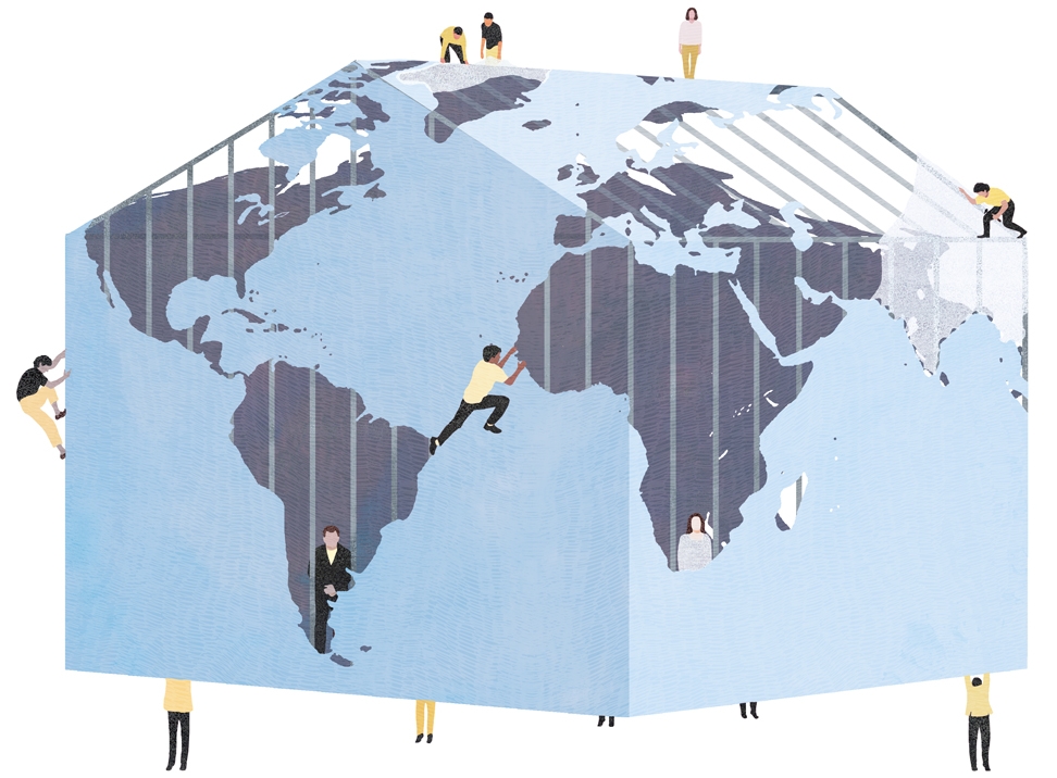 yasmine gateau, le monde, illustration, editorial illustration, maison, climat, inégalités, planète