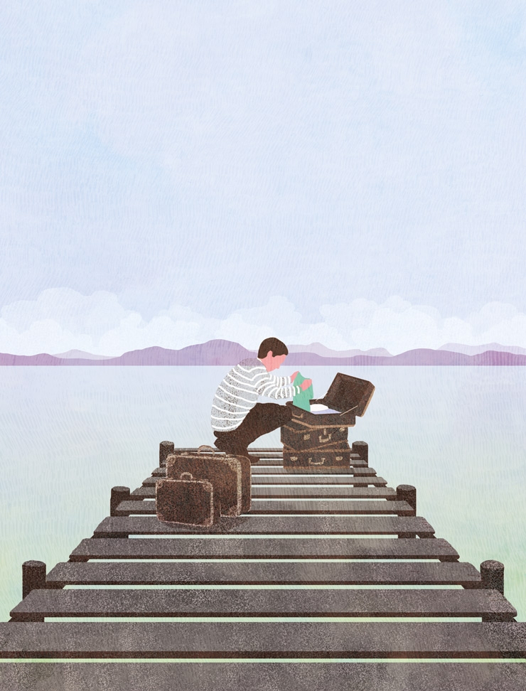 yasmine gateau, illustration, notre temps psycho, editorial illustration, retraite, voyage