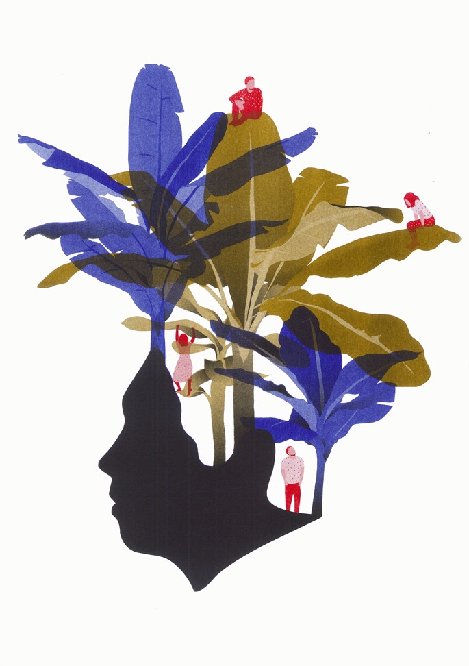 yasmine gateau, illustration, palms, palmiers, risopresto, riso printing, presto editions