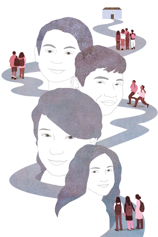 le monde, yasmine gateau, migrants, école, illustration