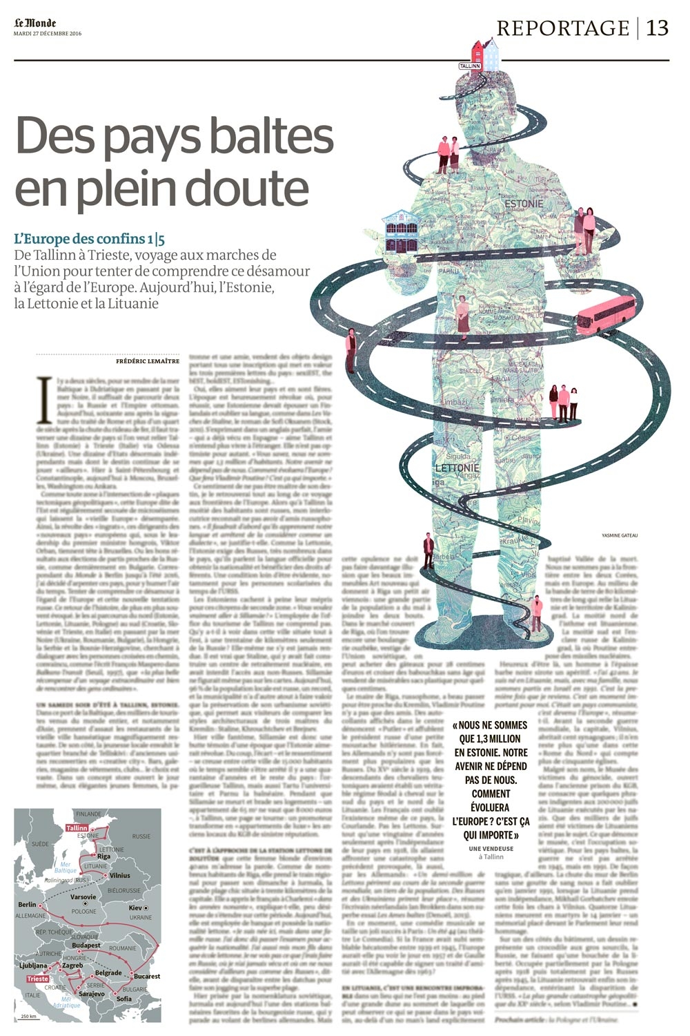 yasmine gateau, illustration, le monde, europe, baltes, cartographie