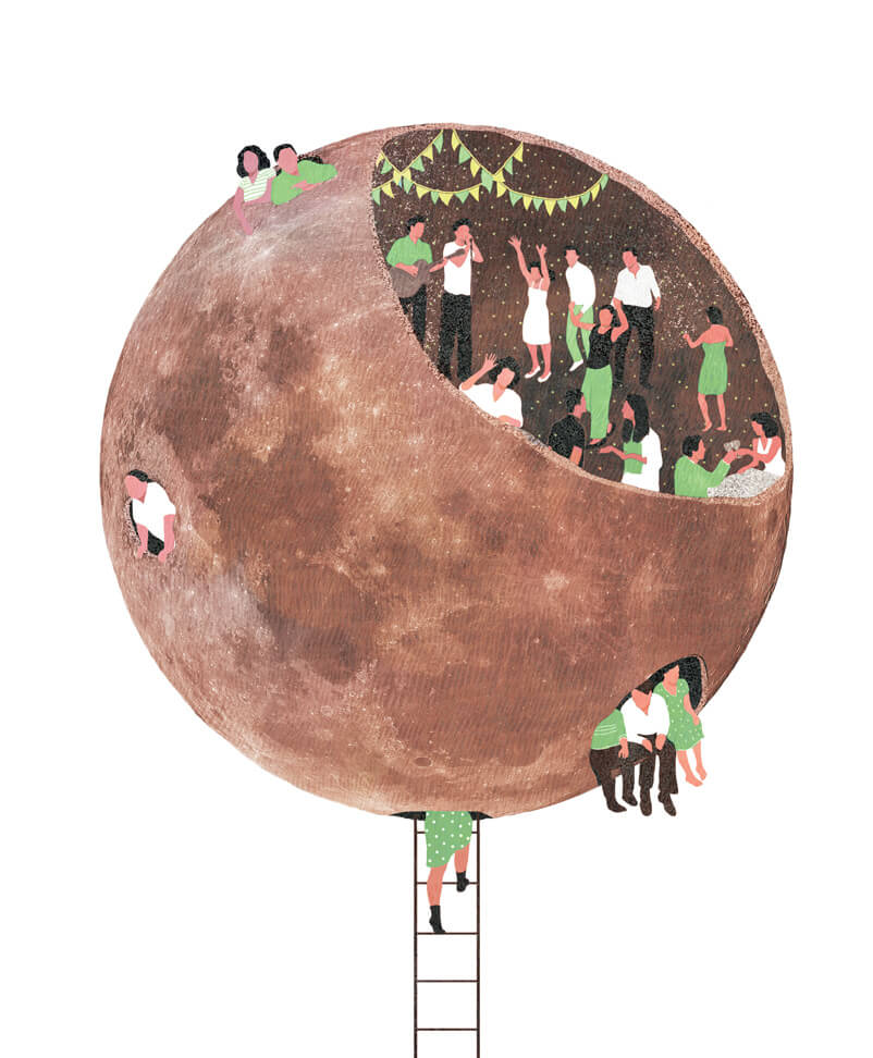 yasmine gateau, illustration, editorial illustration, full moon party,