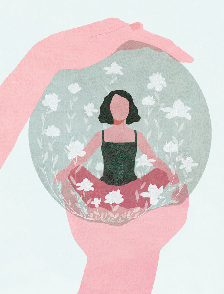 yasmine gateau, illustration, notre temps psycho, editorial illustration, zen, relaxation